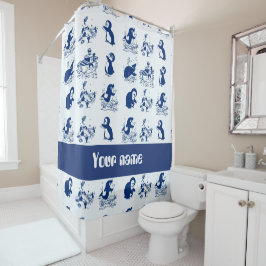 Delfine, Wale und Pinguine Duschvorhang