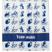 Delfine, Wale und Pinguine Duschvorhang (Vorderseite)