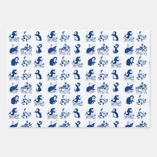 Delfine, Wale und Pinguine Geschenkpapier Set (Vorderseite 3)