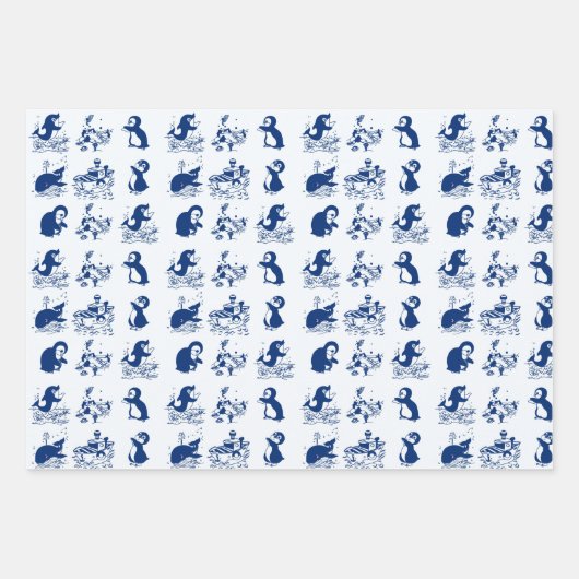Delfine, Wale und Pinguine Geschenkpapier Set (Vorderseite 2)