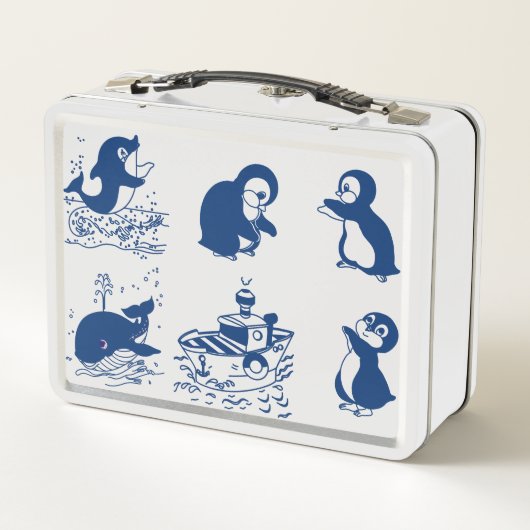 Delfine, Wale und Pinguine Metall Brotdose (Rückseite)