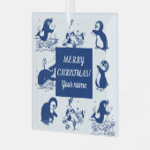 Delfine, Wale und Pinguine Ornament Aus Glas (Vorderseite links)