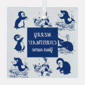 Delfine, Wale und Pinguine Ornament Aus Glas (Rückseite)