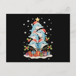Delfine Weihnachtsbaum Santa Xmas Lichter Feiertag Feiertagspostkarte