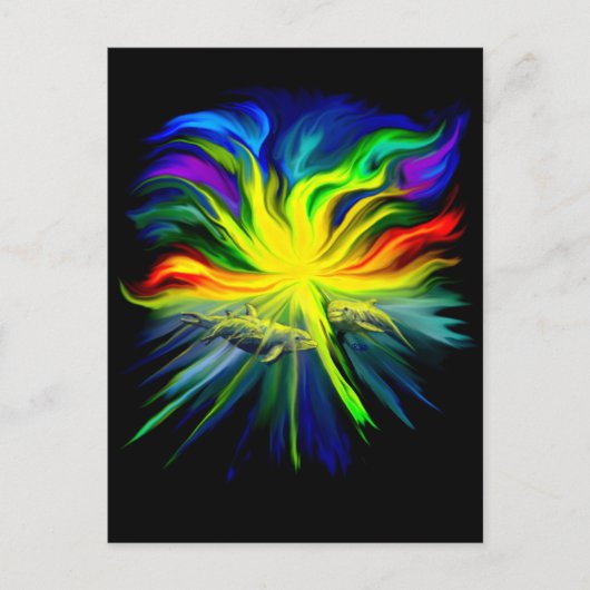 Delfinfamilie im Sonnenschein Postkarte (Vorderseite)