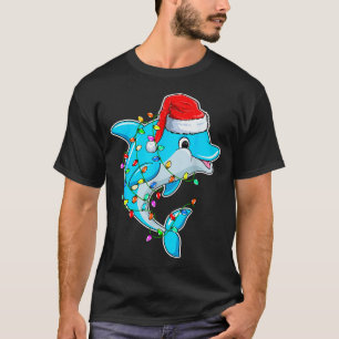 Delfinliebhaber-Weihnachten - Delfin mit Santa-Müt T-Shirt
