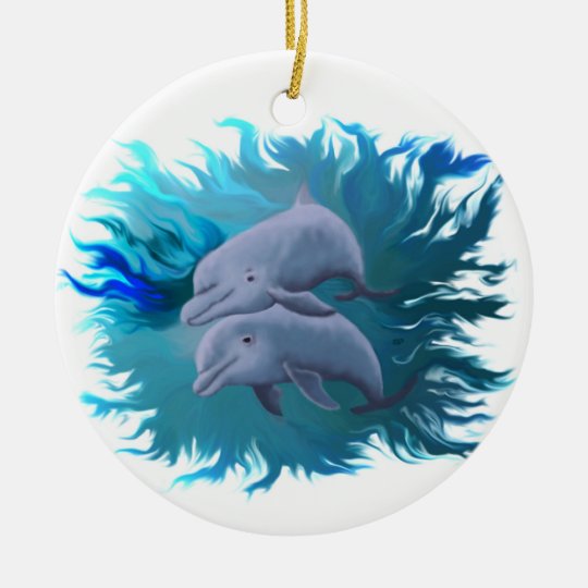 Delfinpaar Rundes Keramik Ornament