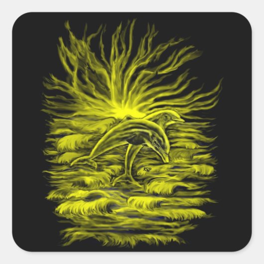 Delfinparat Quadratischer Aufkleber (Vorderseite)