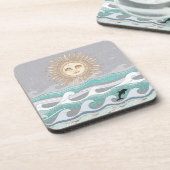 Delfinwellen bei Sonnenuntergang Getränkeuntersetzer (Linke Seite)