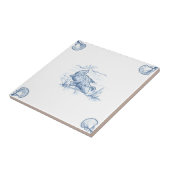 Delft-Alligatorfliese mit Muschel-Ecken Fliese (Seite)