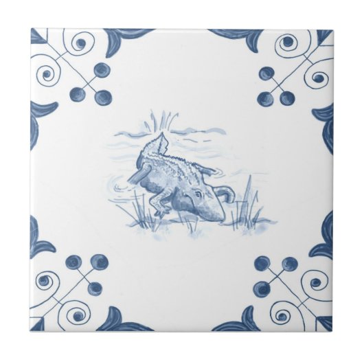 Delft-Alligatorfliese mit Rolle-Ecken Fliese (Vorderseite)