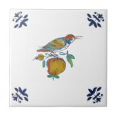 Delft Bird auf Zweig mit Fruit Repro c. 1650 Tile Fliese (Vorderseite)