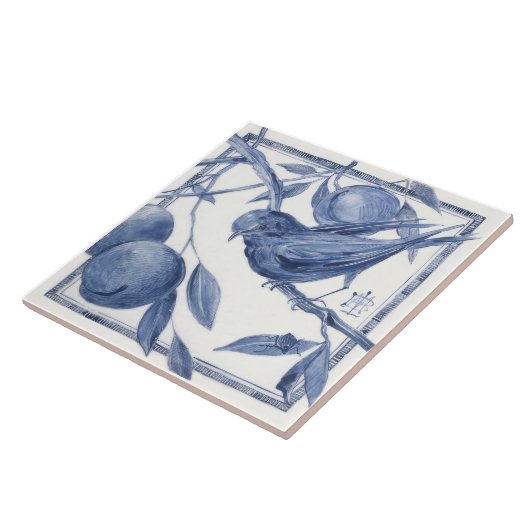 Delft Bird und Apple Tree Wand Decke Jugendstil Fliese (Seite)