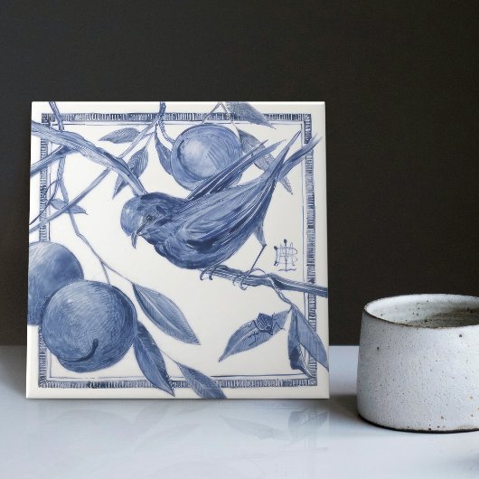 Delft Bird und Apple Tree Wand Decke Jugendstil Fliese