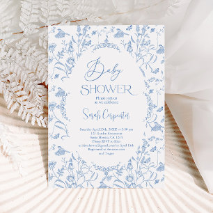 Delft-Blau-Chinoiserie-Baby-Shower-Einladung für J Einladung