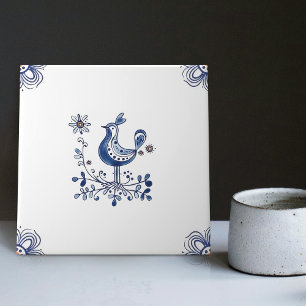 Delft-Blau im niederländischen Stil, Vogel-Blumen, Fliese