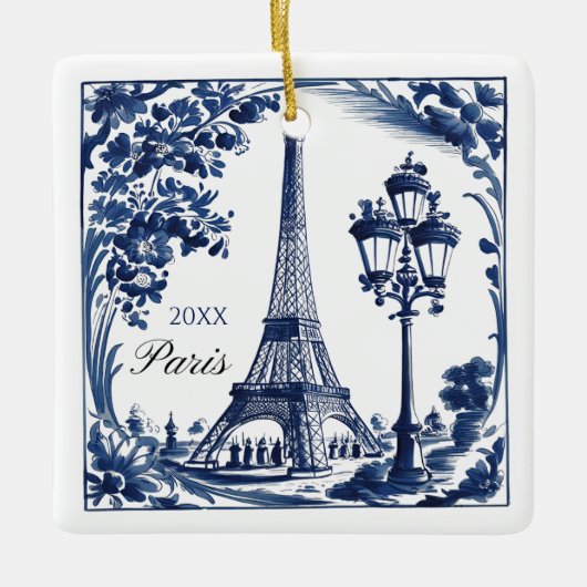 Delft Blau Paris Eiffelturm Keramikornament (Vorderseite)