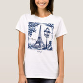 Delft Blau Paris Eiffelturm T-Shirt (Vorderseite)
