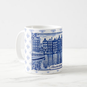 Delft-Blau-Stil-Tasse: Amsterdam Kaffeetasse