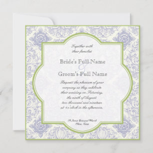 Delft-Blau-Toile-Vierblatt - Hochzeitseinladung Einladung