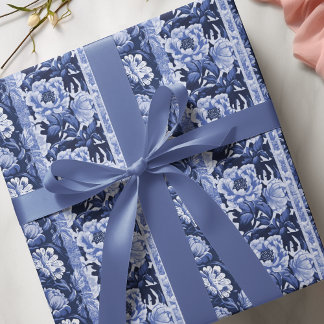Delft Blau und Weiß Antike Blumenmuster Geschenkpapier