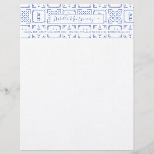 Delft Blau- und Weißfliesen | Monogramm Briefbogen (Vorderseite)