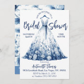 Delft Blau/Weiß Chinoiserie Brautparty Einladung (Vorne/Hinten)