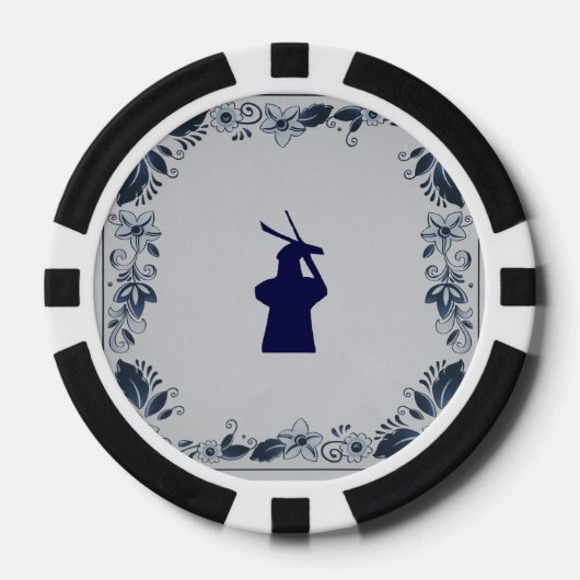Delft blauer Kachelwald 'de Roos' in Delft Pokerchips (Vorderseite)