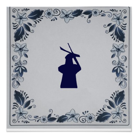 Delft blauer Kachelwald 'de Roos' in Delft Poster (Vorderseite)