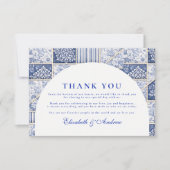 Delft Blaues Patchwork-Toile-Hochzeitstuch Dankeskarte (Vorderseite)