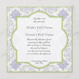 Delft blaues Toile Quatrefoil - Einladung