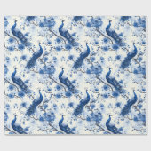 Delft-Blaues Vintage-Blaues Französisches Chinoise Geschenkpapier (Flach)