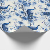 Delft-Blaues Vintage-Blaues Französisches Chinoise Geschenkpapier (Ecke)