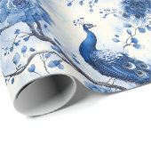 Delft-Blaues Vintage-Blaues Französisches Chinoise Geschenkpapier (Rolleneckpunkt)