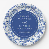 Delft Blue Antique Chinoiserie Hochzeit Pappteller (Vorderseite)