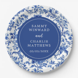 Delft Blue Antique Chinoiserie Hochzeit Pappteller