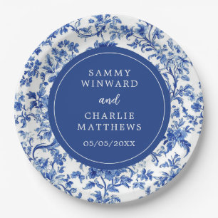 Delft Blue Antique Chinoiserie Hochzeit Pappteller