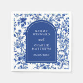 Delft Blue Antique Chinoiserie Hochzeit Serviette (Vorderseite)