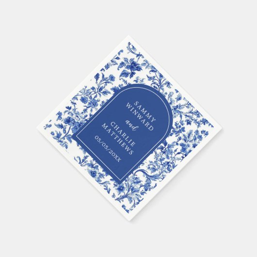 Delft Blue Antique Chinoiserie Hochzeit Serviette (Ecke)