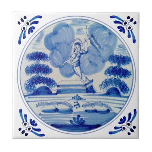 Delft Blue Auferstehung Christi c1760 Repro Fliese (Vorderseite)