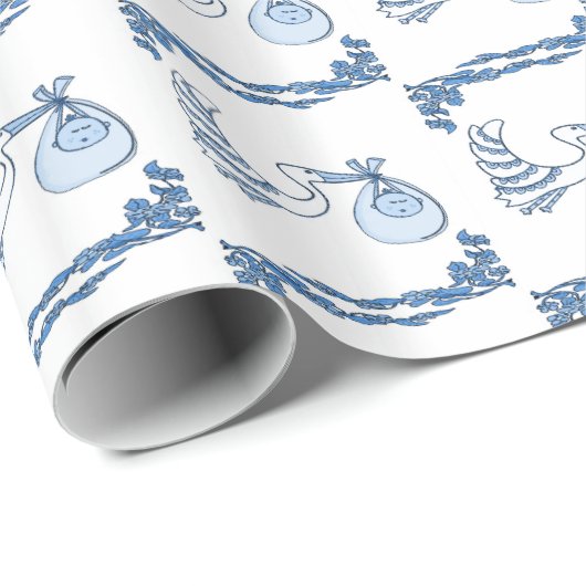 Delft Blue BabyTile Designs Geschenkpapier (Rolleneckpunkt)