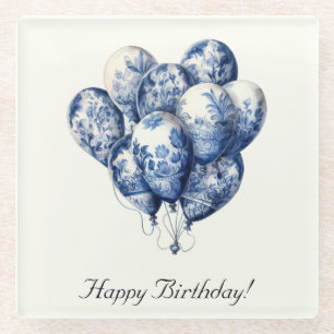 Delft Blue Ballons personalisierbar Glasuntersetzer