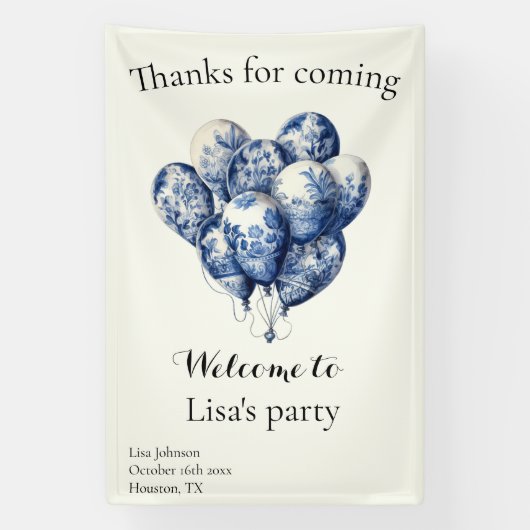 Delft Blue Balloons anpassbar Banner (Vertikal)