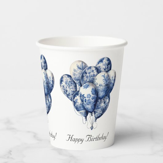 Delft Blue Balloons anpassbar Pappbecher (Rückseite)