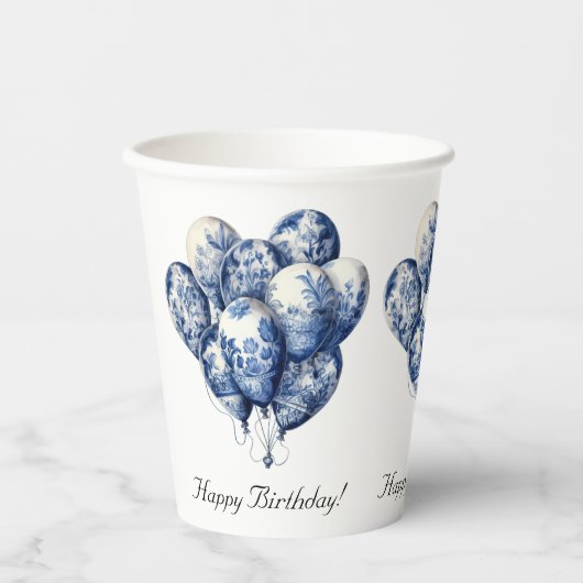 Delft Blue Balloons anpassbar Pappbecher (Vorderseite)