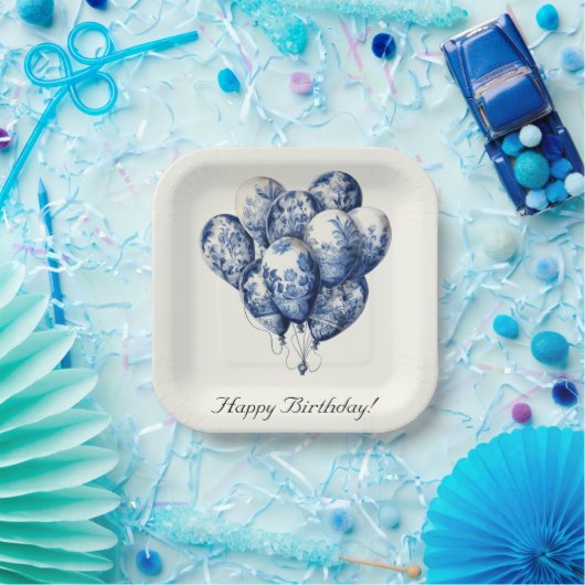 Delft Blue Balloons anpassbar Pappteller (Party)