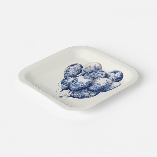 Delft Blue Balloons anpassbar Pappteller (Gewinkelt)