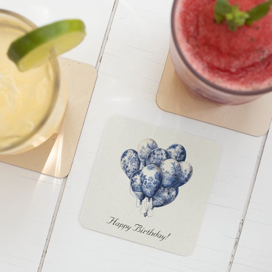 Delft Blue Balloons anpassbar Rechteckiger Pappuntersetzer