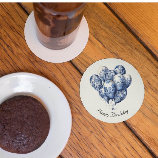 Delft Blue Balloons, anpassbar Runder Pappuntersetzer