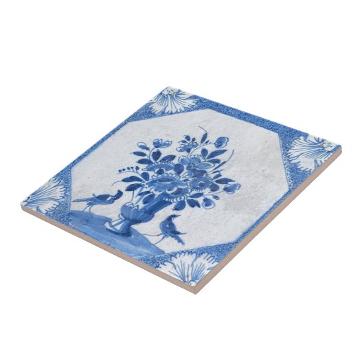 Delft Blue Birds Blumenstrauß Fliese (Seite)